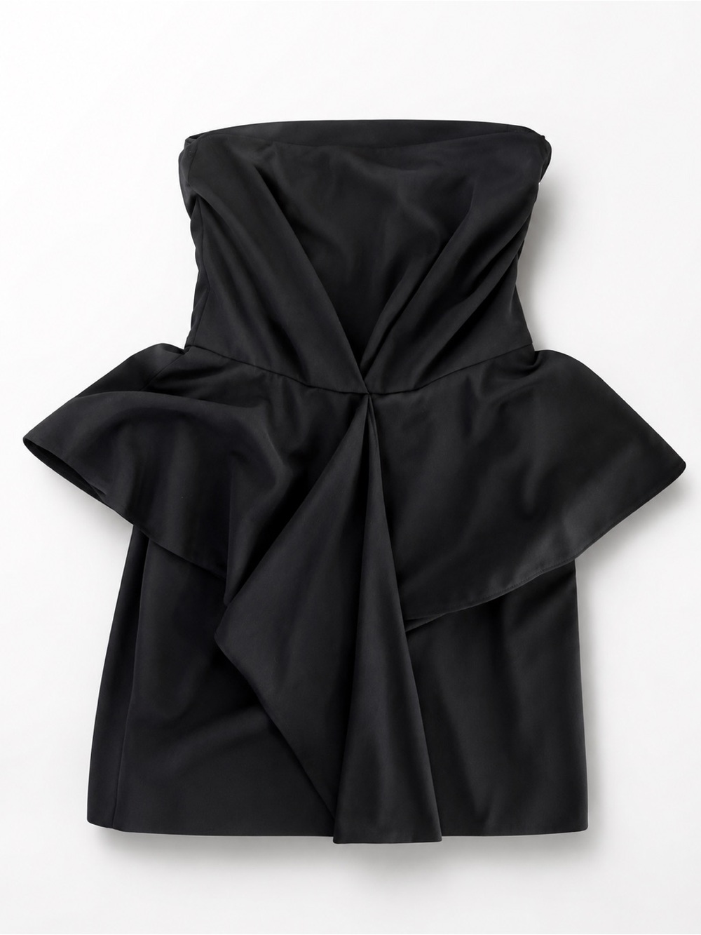 Stella McCartney Black Strapless Sculptural Peplum Mini Dress